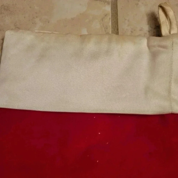 Vintage Red Velour Christmas Stocking Homemade Sequins Tree Snowman - Picture 6 of 7